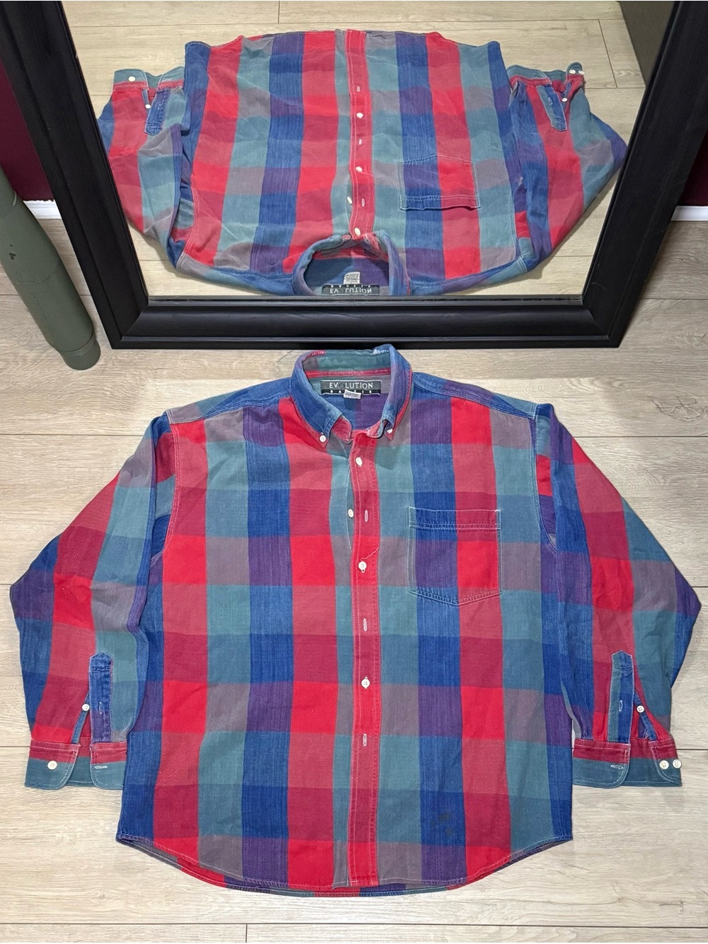 Vintage 1990s Evolution Colorblock Lightweight Long Sleeve Flannel